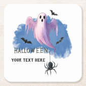 HALLOWEEN-Geist mit Spinne Rechteckiger Pappuntersetzer (Vorderseite)