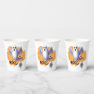 HALLOWEEN Geist mit Spinnennetz Pappbecher