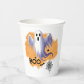 HALLOWEEN Geist mit Spinnennetz Pappbecher (Vorderseite)
