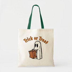 Halloween-Geist mit Taschentauchen oder Trete Tragetasche