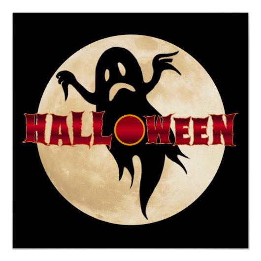 Halloween-Geist-Mond Poster (Vorderseite)