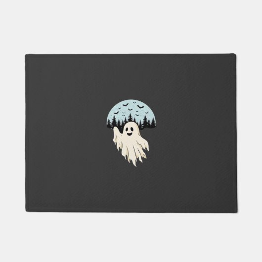 Halloween-Geist-Mond-Wald-Design_1 Fußmatte (Vorderseite)