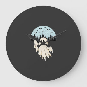 Halloween-Geist-Mond-Wald-Design_1 Große Wanduhr
