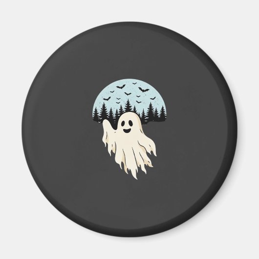 Halloween-Geist-Mond-Wald-Design_1 Magnet (Vorne)