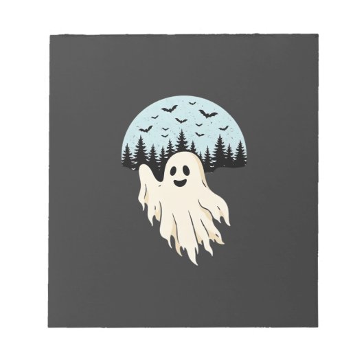 Halloween-Geist-Mond-Wald-Design_1 Notizblock (Vorderseite)