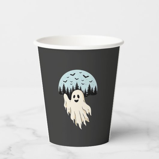 Halloween-Geist-Mond-Wald-Design_1 Pappbecher (Vorderseite)