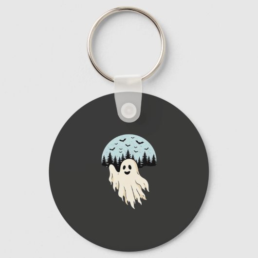 Halloween-Geist-Mond-Wald-Design_1 Schlüsselanhänger (Vorderseite)