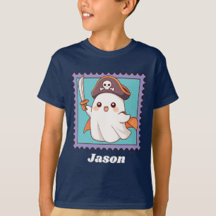 Halloween-Geist-Pirat-Kostüm personalisierter Text T-Shirt