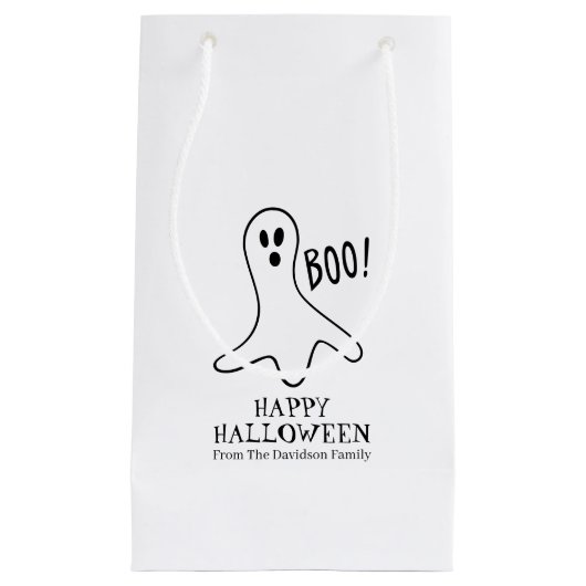 Halloween-Geist Schwarz-Weiß-Leckerei Kleine Geschenktüte (Vorderseite)