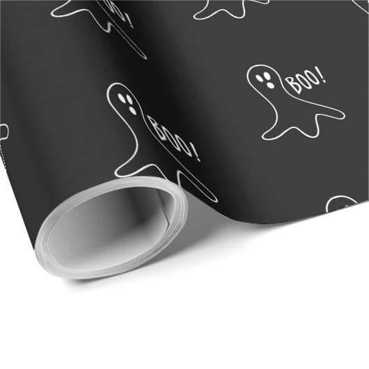 Halloween-Geist schwarz-weiß Muster Geschenkpapier (Rolleneckpunkt)