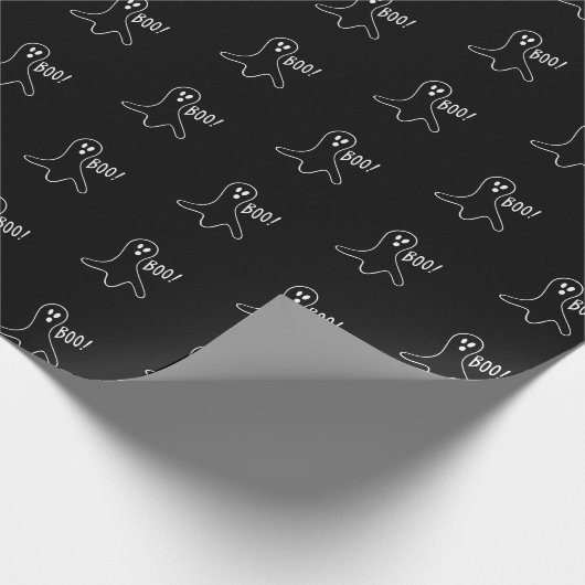 Halloween-Geist schwarz-weiß Muster Geschenkpapier (Ecke)