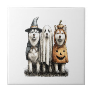 Halloween Geist Sibirischer Husky Hund Fliese