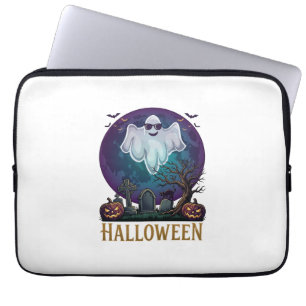 Halloween-Geist-Sonnenbrille Lila Mond Friedhof_1 Laptopschutzhülle
