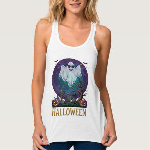 Halloween-Geist-Sonnenbrille Lila Mond Friedhof_1 Tank Top