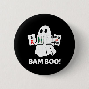 Halloween-Geist spielt Mahjong Spooky Bam Boo Button