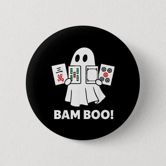 Halloween-Geist spielt Mahjong Spooky Bam Boo Button (Vorderseite)