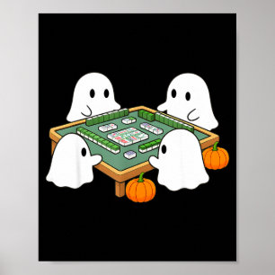 Halloween-Geist spielt Mahjong spooky Mahjong Poster