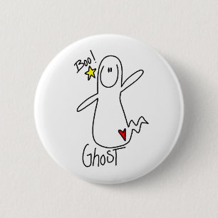 Halloween-Geist-Strichmännchen-Knopf Button