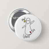 Halloween-Geist-Strichmännchen-Knopf Button (Vorne & Hinten)