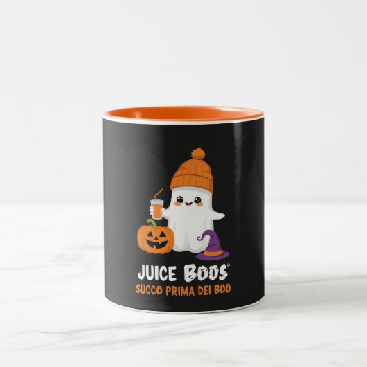 Halloween-Geist-Tasse "Juice Before Boos" Zweifarbige Tasse (Mittel)