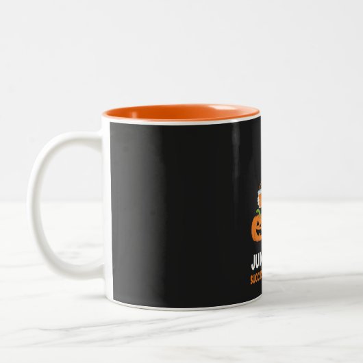 Halloween-Geist-Tasse "Juice Before Boos" Zweifarbige Tasse (Links)