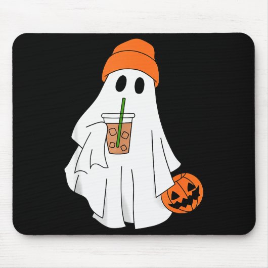 Halloween-Geist trinkt Kaffee Geist Eis Kaffee M Mousepad (Vorne)