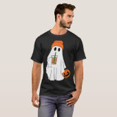 Halloween-Geist trinkt Kaffee Geist Eis Kaffee M T-Shirt (Vorne ganz)