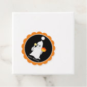 Halloween Geist und Kürbis auf schwarz Geschenkanhänger (Beispiel)