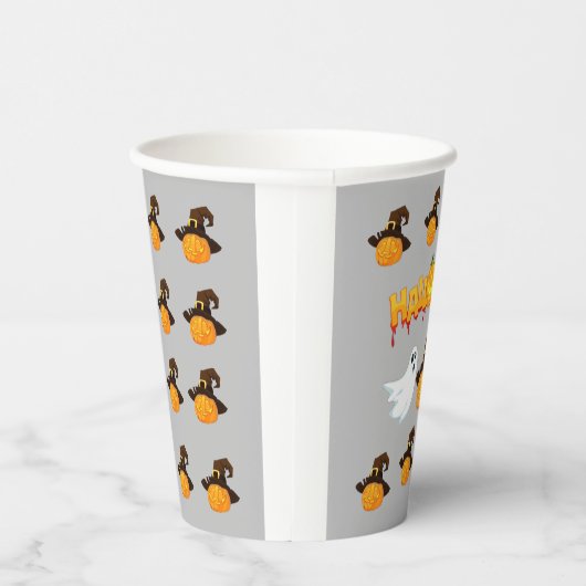 Halloween: Geist und Kürbis Pappbecher (Rechts)