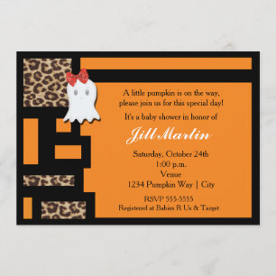 Halloween-Geist- und Leopard-Baby-Shower-Einladung Einladung
