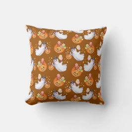 Halloween-Geist und Süßigkeiten nahtlose Muster Ta Kissen