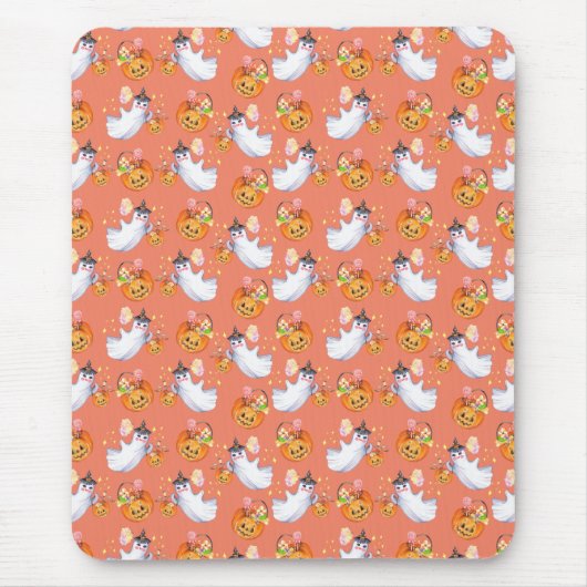 Halloween-Geist und Süßigkeiten nahtloser Musterta Mousepad (Vorne)