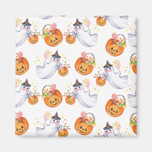 Halloween-Geist und Süßigkeiten nahtloses Muster Magnet