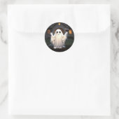 Halloween-Geist und Wein Runder Aufkleber (Tasche)