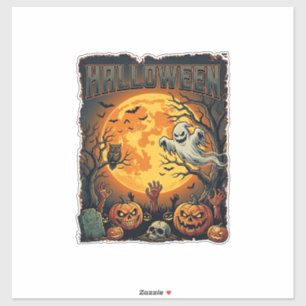 Halloween Geist Vollmond Jack Lanterns Zombie Han Aufkleber