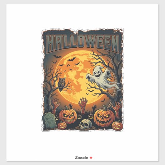 Halloween Geist Vollmond Jack Lanterns Zombie Han Aufkleber (Blatt)