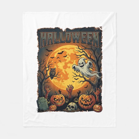 Halloween Geist Vollmond Jack Lanterns Zombie Han Fleecedecke (Vorderseite)