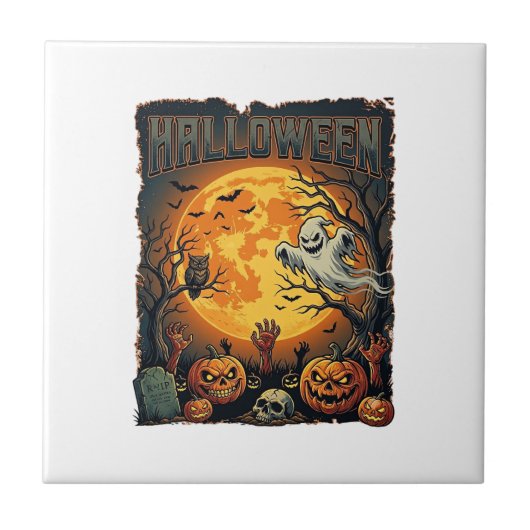 Halloween Geist Vollmond Jack Lanterns Zombie Han Fliese (Vorderseite)