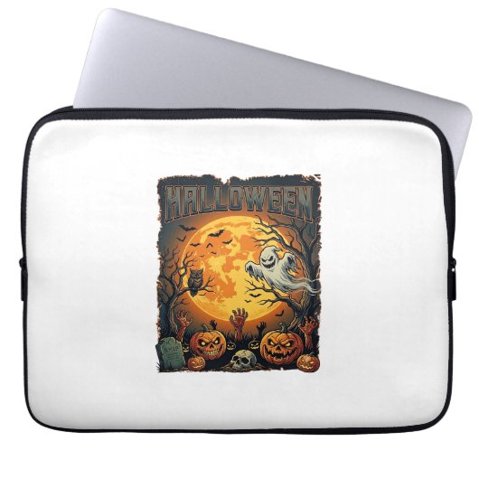 Halloween Geist Vollmond Jack Lanterns Zombie Han Laptopschutzhülle (Vorderseite)