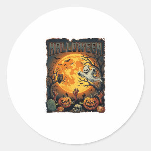 Halloween Geist Vollmond Jack Lanterns Zombie Han Runder Aufkleber