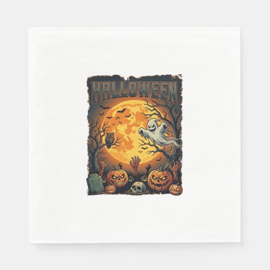 Halloween Geist Vollmond Jack Lanterns Zombie Han Serviette (Vorderseite)