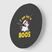 Halloween-Geist-Wein-Boos-Design Große Wanduhr (Winkel)