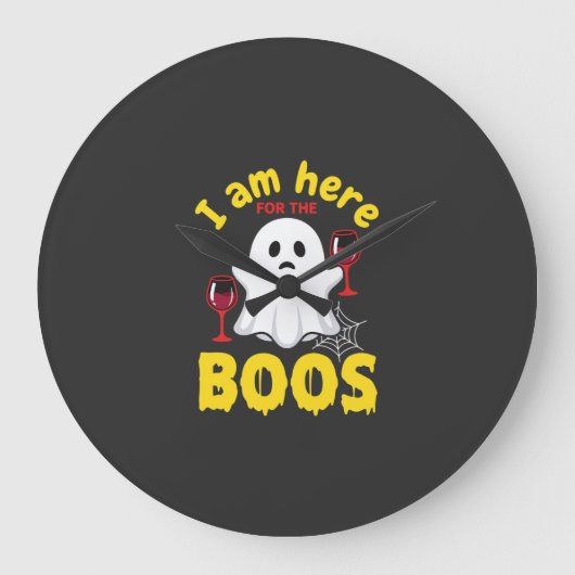 Halloween-Geist-Wein-Boos-Design Große Wanduhr (Vorderseite)
