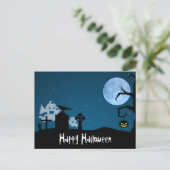 Halloween-Geister auf dem Friedhof Postkarte (Stehend Vorderseite)