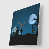 Halloween-Geister auf dem Friedhof Quadratische Wanduhr (Winkel)