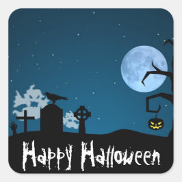 Halloween-Geister auf dem Friedhof Quadratischer Aufkleber