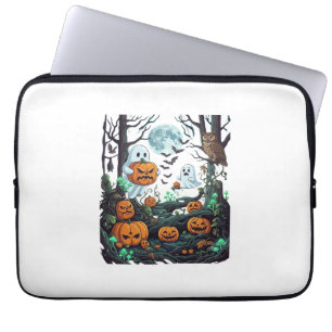 Halloween-Geister Gruselige Kürbisse Eule Vollmond Laptopschutzhülle