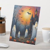 Halloween-Geister im Kürbispflaster Sockelschild (In SItu)