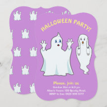 Halloween-Geister in Violett Einladung