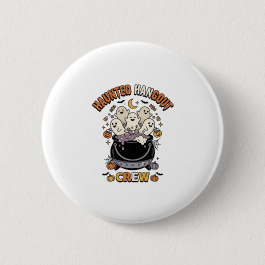 Halloween-Geister-Kürbis-Crew Button (Vorderseite)